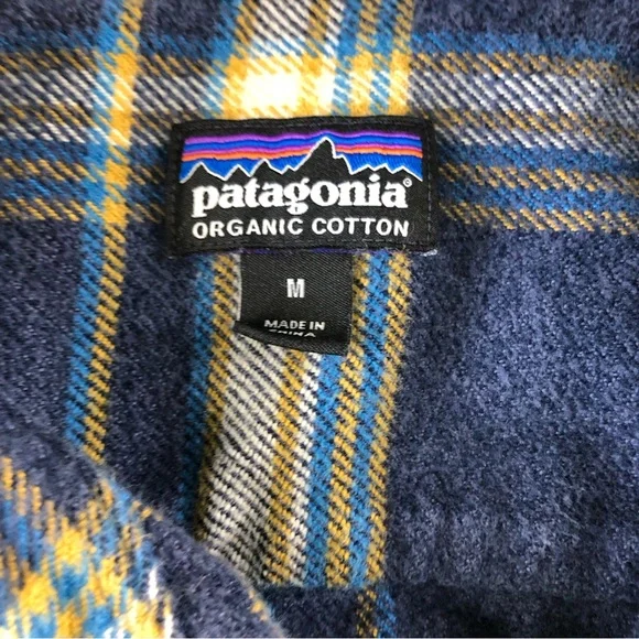 Patagonia Mens Medium Blue Plaid Organic Cotton Button Down Shirt, 53947, Fjord - Picture 3 of 10